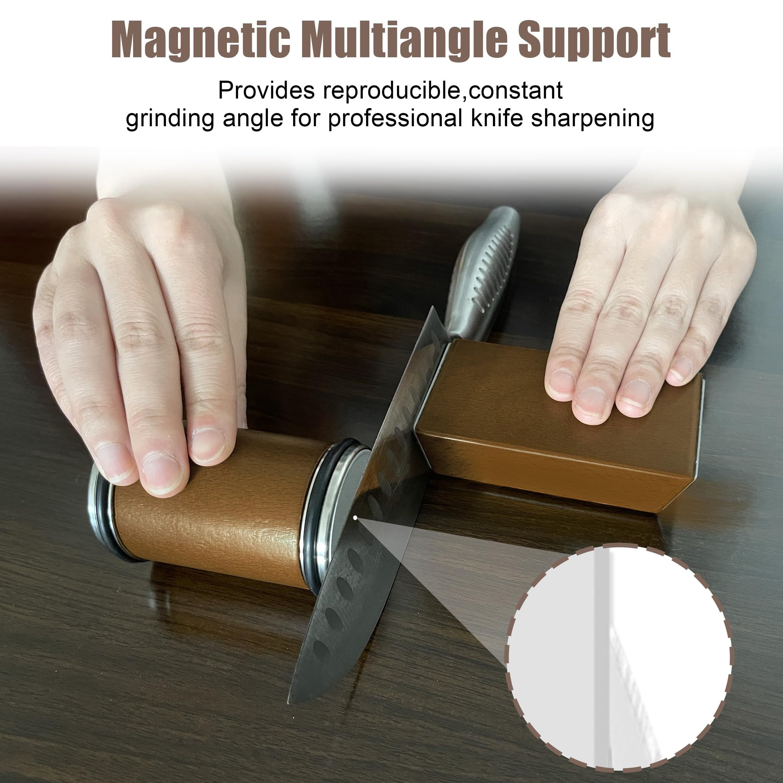 Kitchen Knife Sharpener Kit with Diamond Stone Set and Magnetic Angle Guide