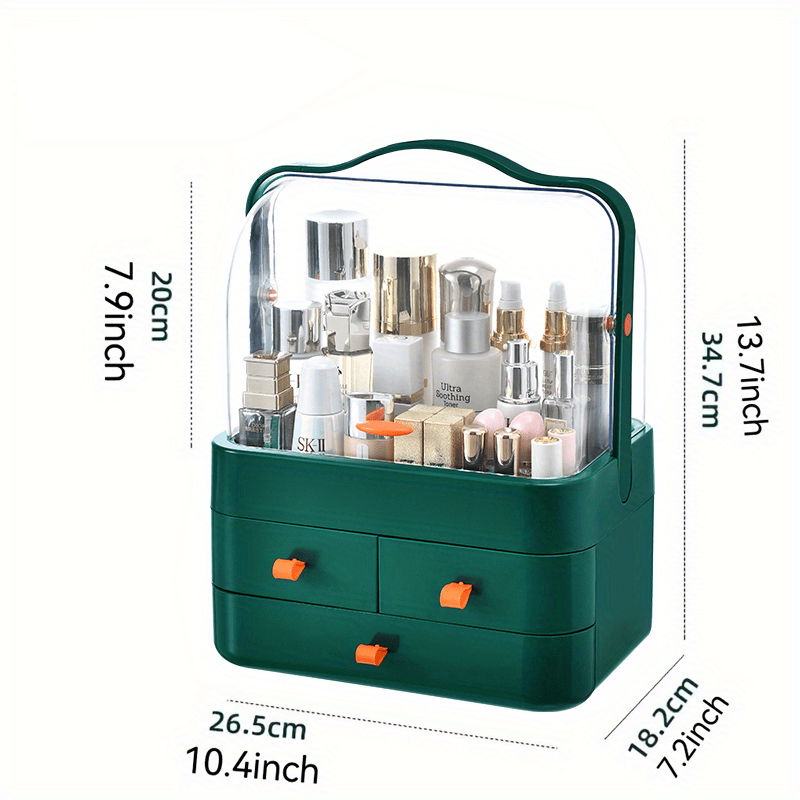 Plastic Makeup Organizer with Double Opening and Storage Drawer for Bathroom Countertop