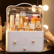 Large Capacity Makeup Organizer with Dual Openings and Clear Top Storage Drawers