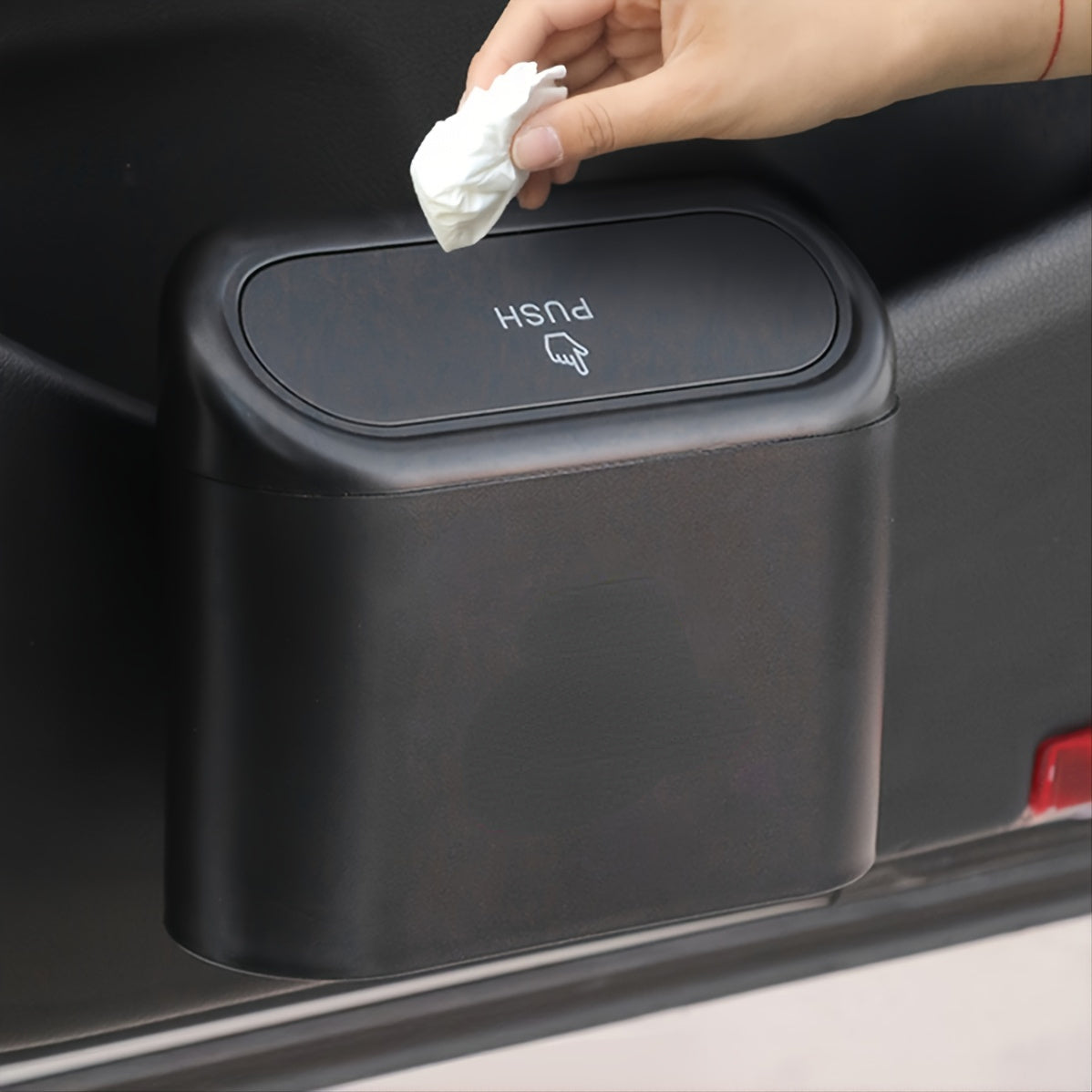 Cubo de basura para coche compacto con tapa abatible duradera para uso en vehículo
