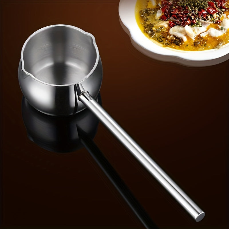 Stainless Steel Oil Pouring Pot, Compact Mini Soup Pan for Cooking and Outdoor Use