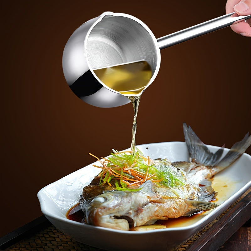 Stainless Steel Oil Pouring Pot, Compact Mini Soup Pan for Cooking and Outdoor Use