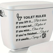 Vinyl Wall Decal with Easy Application for Toilet Rules Removable Reusable PVC