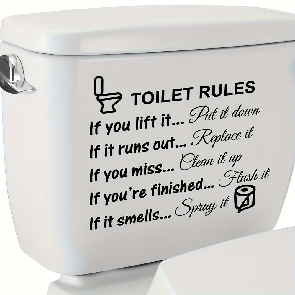 Vinyl Wall Decal with Easy Application for Toilet Rules Removable Reusable PVC