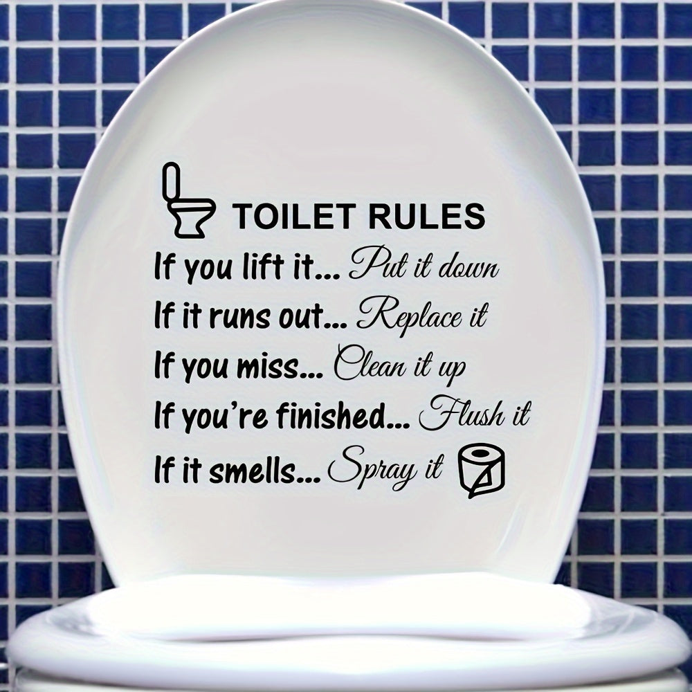 Vinyl Wall Decal with Easy Application for Toilet Rules Removable Reusable PVC