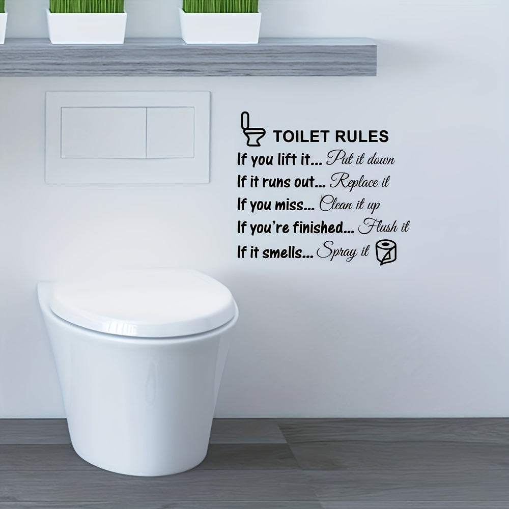 Vinyl Wall Decal with Easy Application for Toilet Rules Removable Reusable PVC