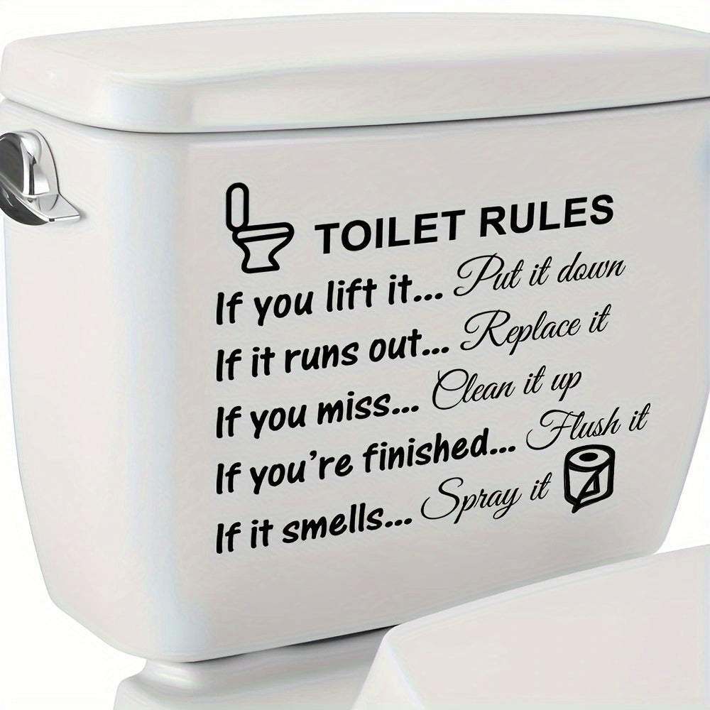 Vinyl Wall Decal with Easy Application for Toilet Rules Removable Reusable PVC