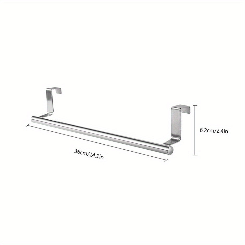 Stainless Steel Over-the-Door Towel Rack Bathroom Kitchen 23cm 36cm