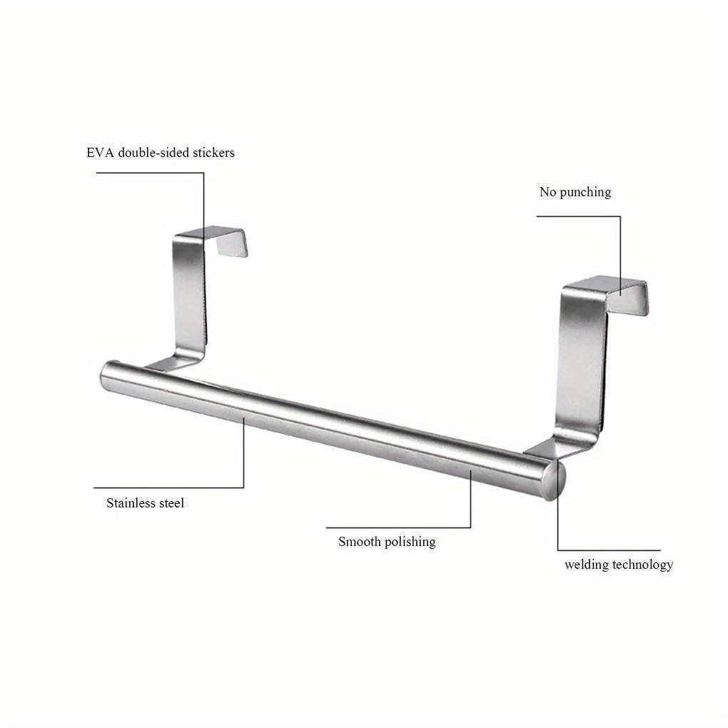 Stainless Steel Over-the-Door Towel Rack Bathroom Kitchen 23cm 36cm