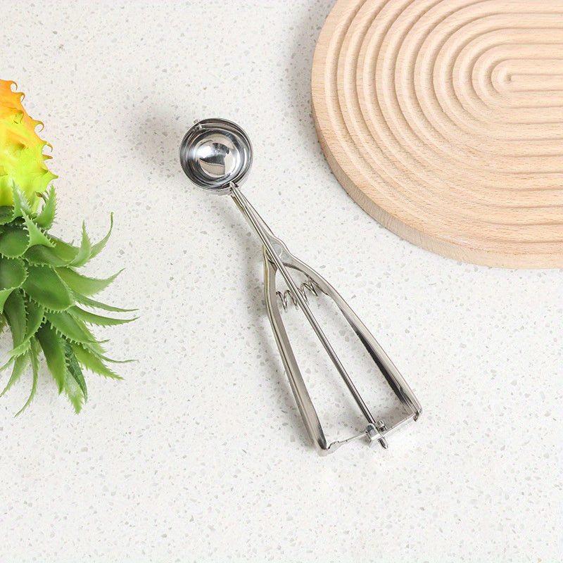 Stainless Steel Ice Cream Scoop Melon Spoon Trigger Kitchen Dessert Tool