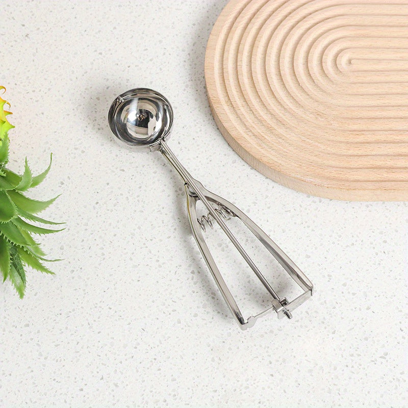 Stainless Steel Ice Cream Scoop Melon Spoon Trigger Kitchen Dessert Tool