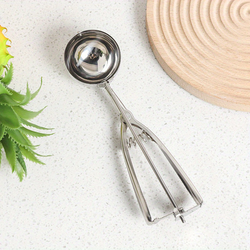 Stainless Steel Ice Cream Scoop Melon Spoon Trigger Kitchen Dessert Tool