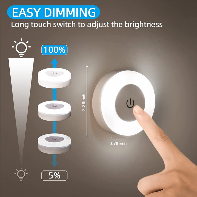Round LED Touch Sensor Night Light with 3 Modes USB Rechargeable Magnetic Base