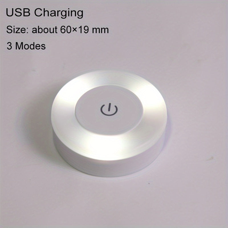 Round LED Touch Sensor Night Light with 3 Modes USB Rechargeable Magnetic Base