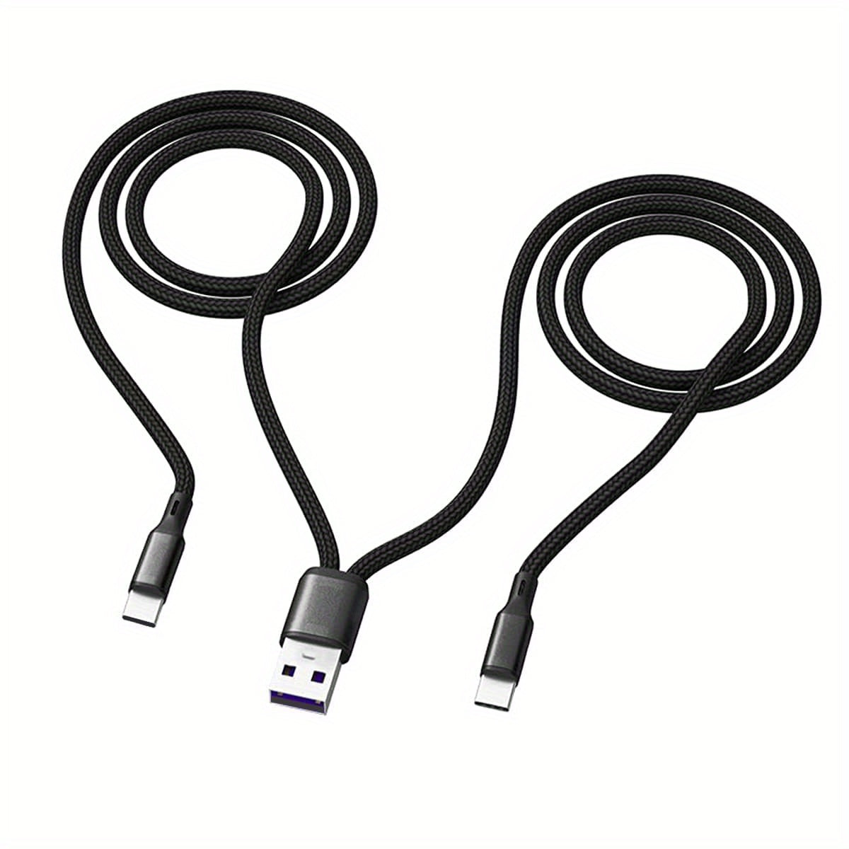 Super Fast Charging USB A to Dual Type-C Data Cable 6A Multi-Functional