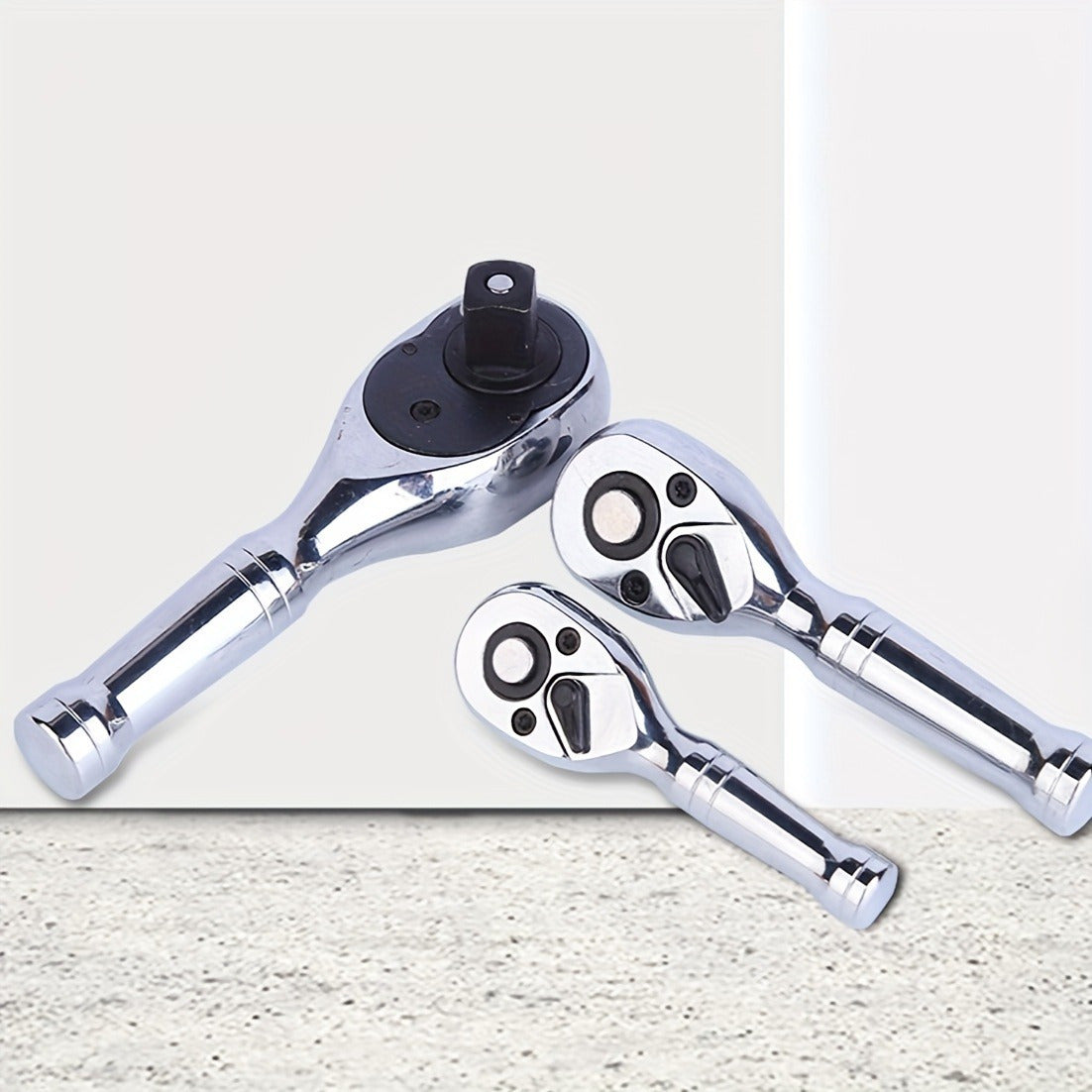 Ratchet Wrench Short Handle Dual-Head Auto Repair Tool for Large and Small Screws