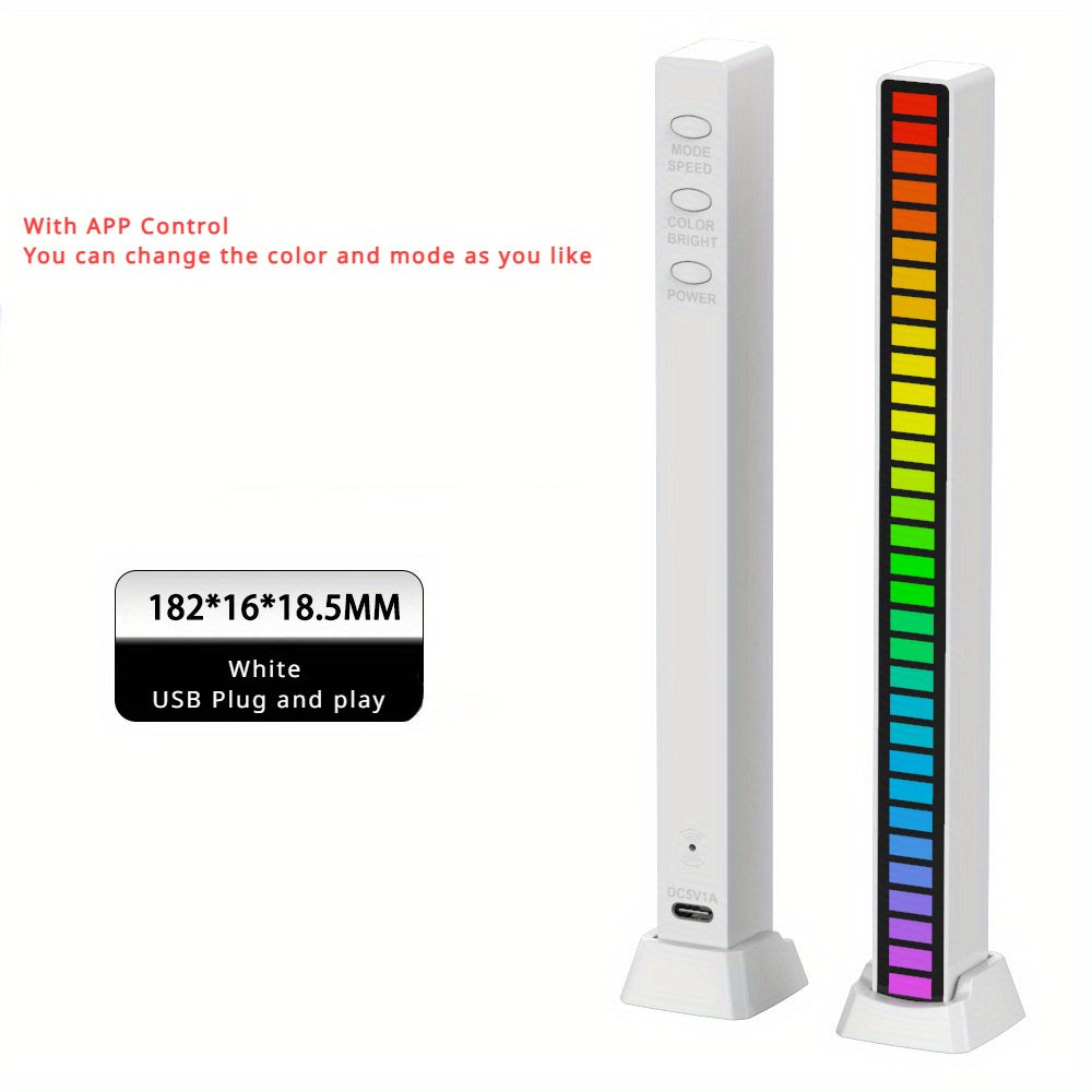 Luz LED USB activada por música RGB para coche y ordenador, lámpara de recogida controlada por sonido con control por app