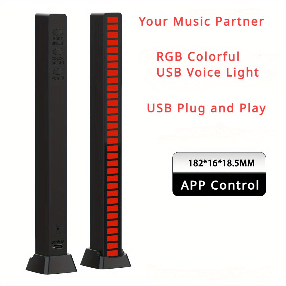 RGB Musiqa Bilan Faollashtiriladigan USB Chiroq Avtomobil va Kompyuter Uchun: Ovoz Bilan Boshqariladigan Olish Chirog'i APP Musiqa Ritmi Bilan Boshqarish
