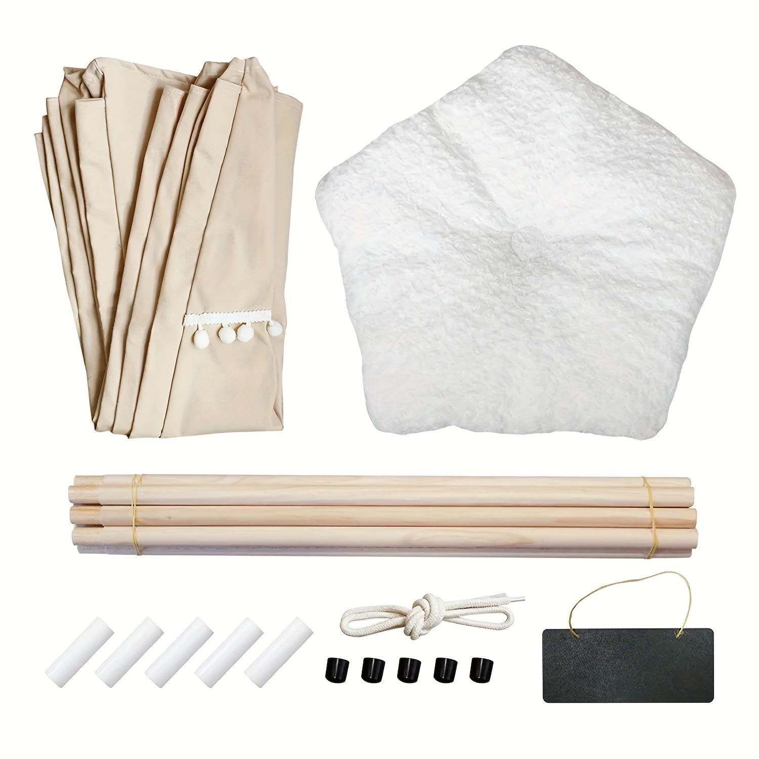 Tienda tipi para gatos beige con cojín lavable y acogedor para un sueño profundo