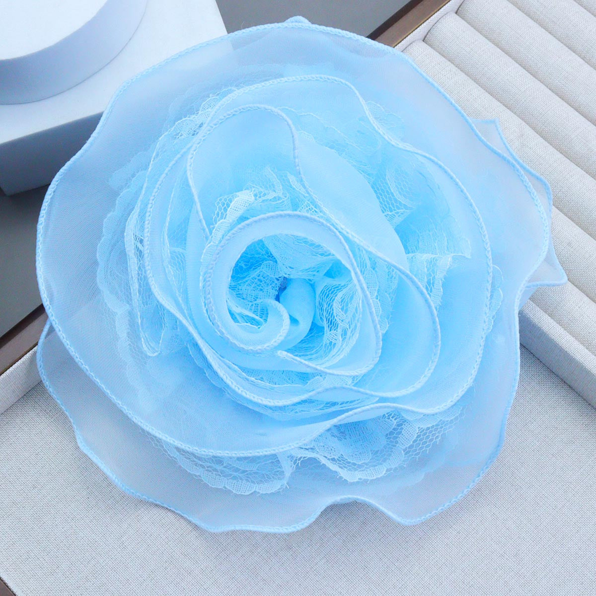 Women's Lace Flower Brooch 19cm Multi-Layered Oversized Floral Pin for Dresses and Events