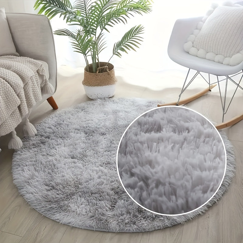 Washable Light Gray Plush Non-Slip Area Rug for Living Room Bedroom Decor