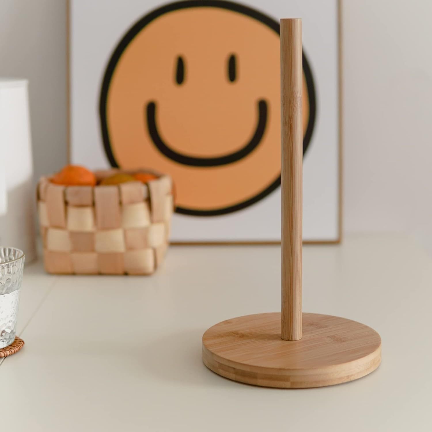 Wooden Paper Towel Holder Stand for Kitchen Bathroom Countertop Sturdy Household