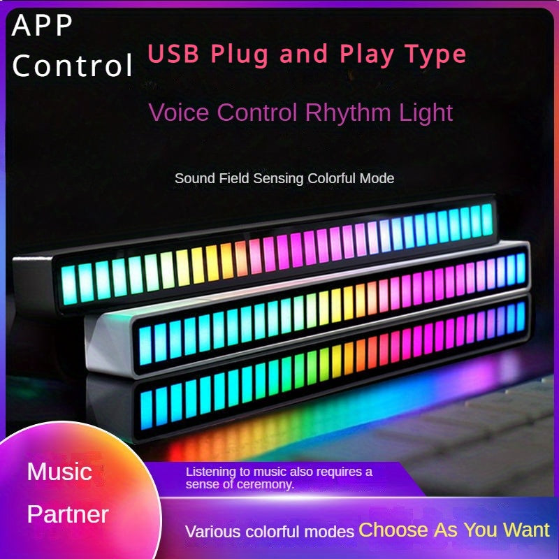 RGB Musiqa Bilan Faollashtiriladigan USB Chiroq Avtomobil va Kompyuter Uchun: Ovoz Bilan Boshqariladigan Olish Chirog'i APP Musiqa Ritmi Bilan Boshqarish