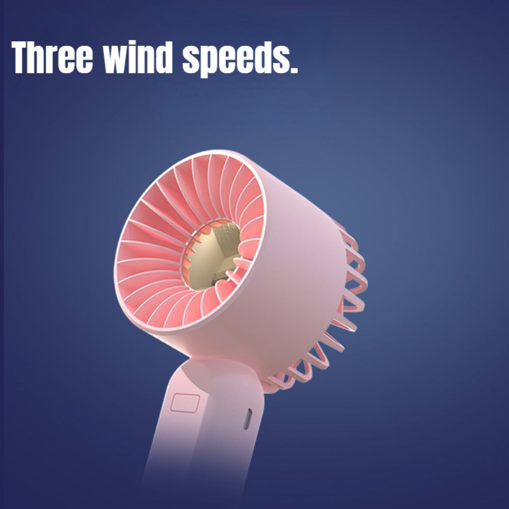 Mini ventilador portátil con soporte para teléfono, 3 configuraciones de velocidad, recargable por USB