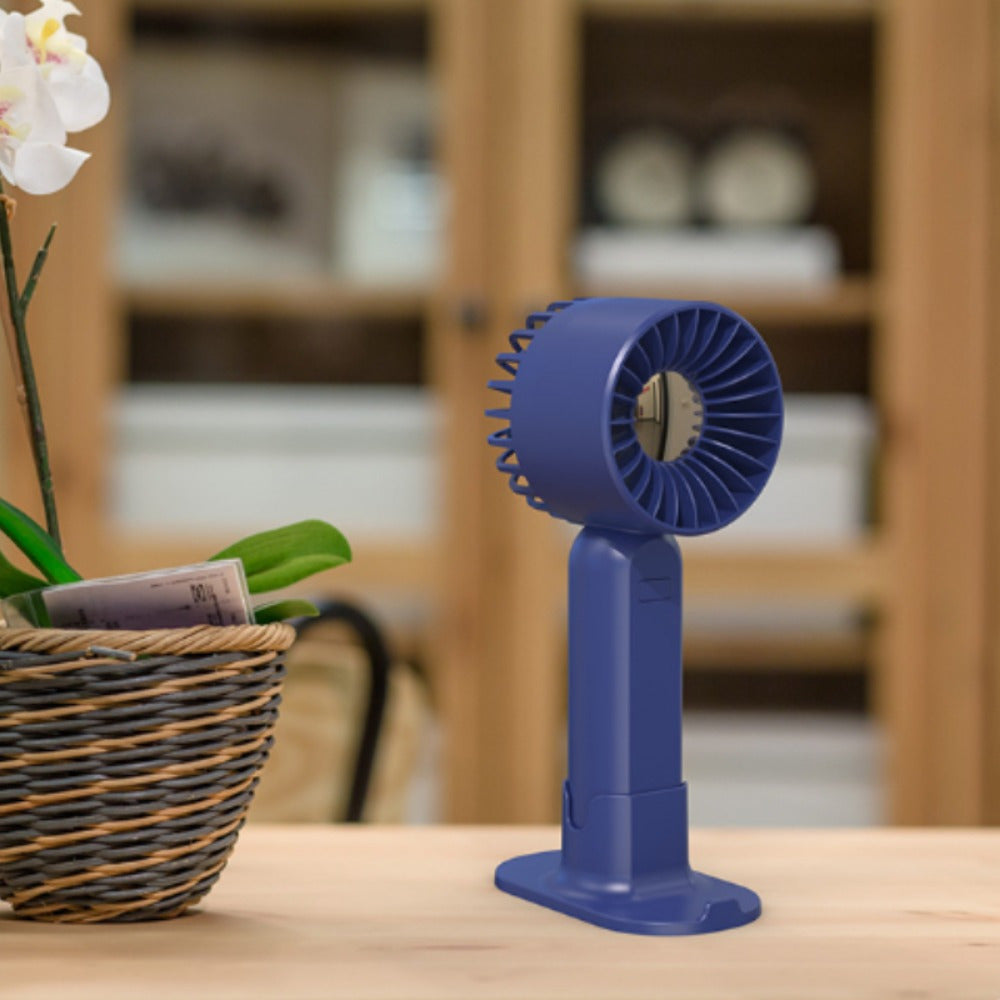 Mini ventilador portátil con soporte para teléfono, 3 configuraciones de velocidad, recargable por USB