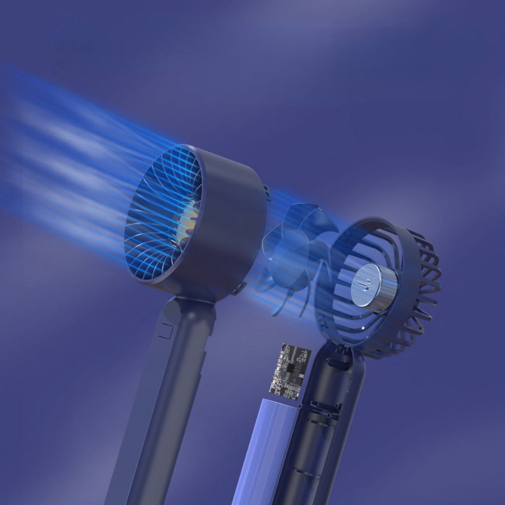 Mini ventilador portátil con soporte para teléfono, 3 configuraciones de velocidad, recargable por USB