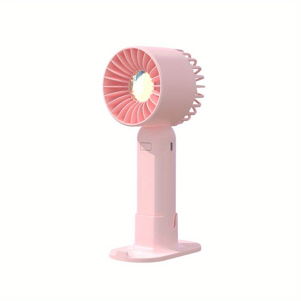 Mini ventilador portátil con soporte para teléfono, 3 configuraciones de velocidad, recargable por USB