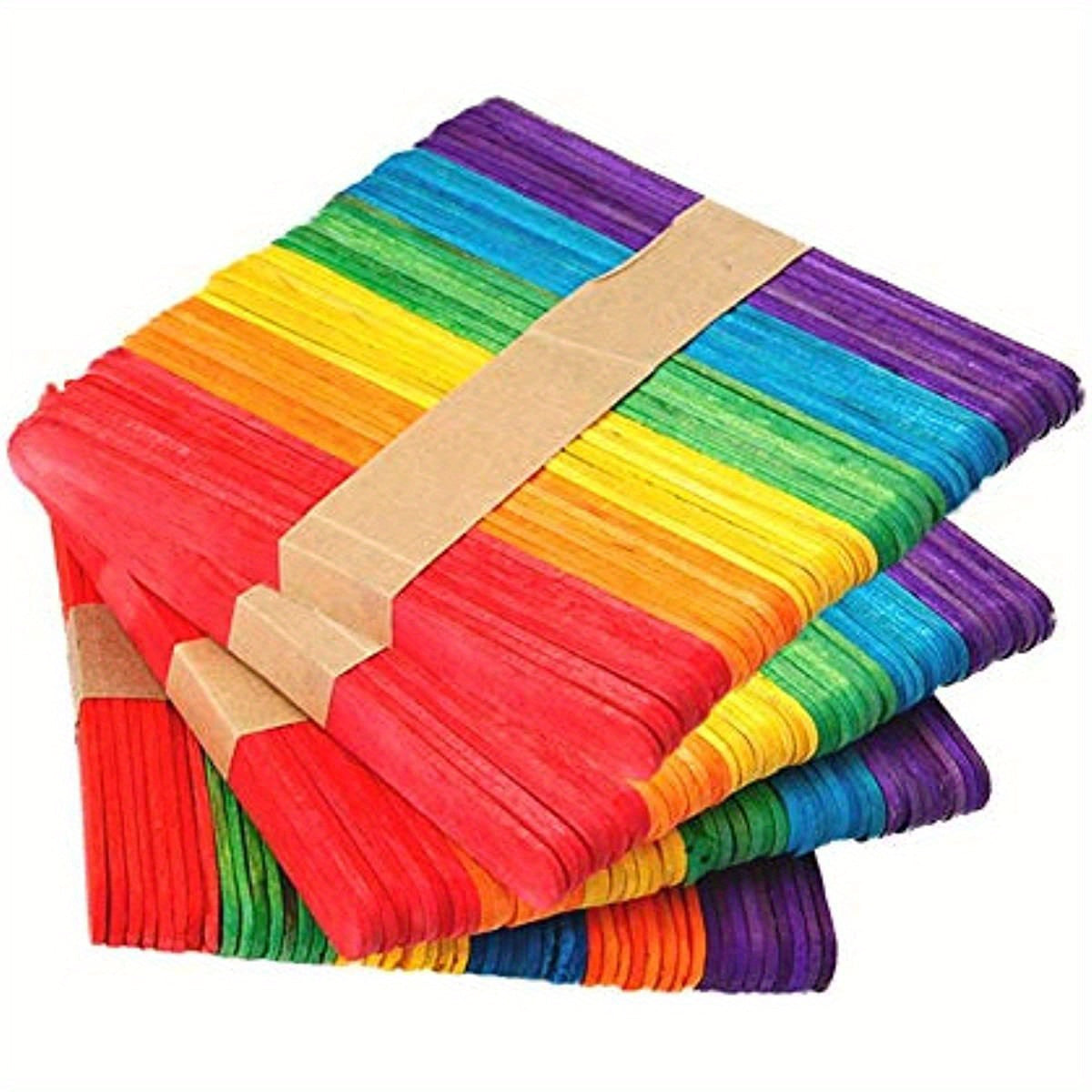 Set of 50 Colorful Wooden Craft Sticks for DIY Arts and Crafts