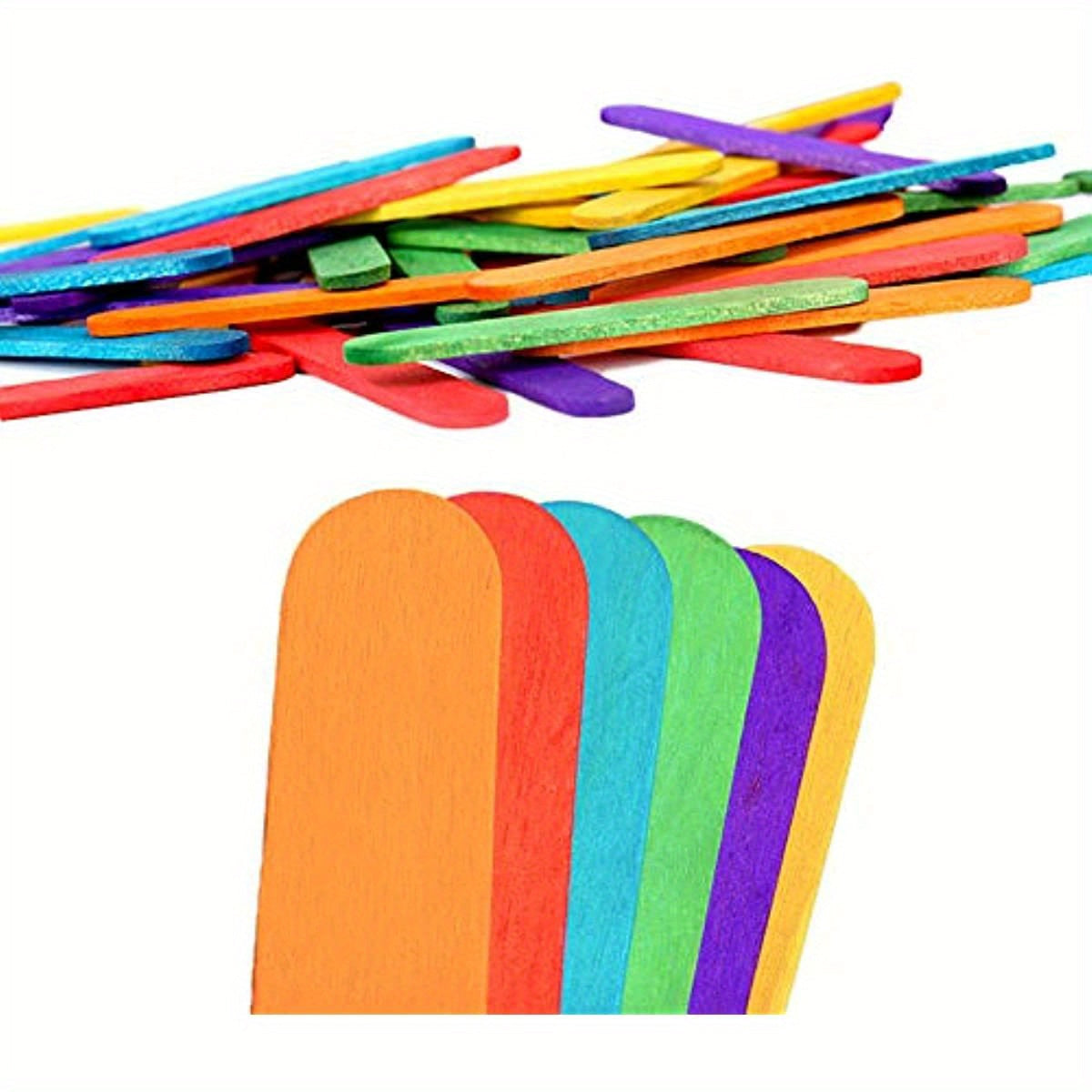 Set of 50 Colorful Wooden Craft Sticks for DIY Arts and Crafts