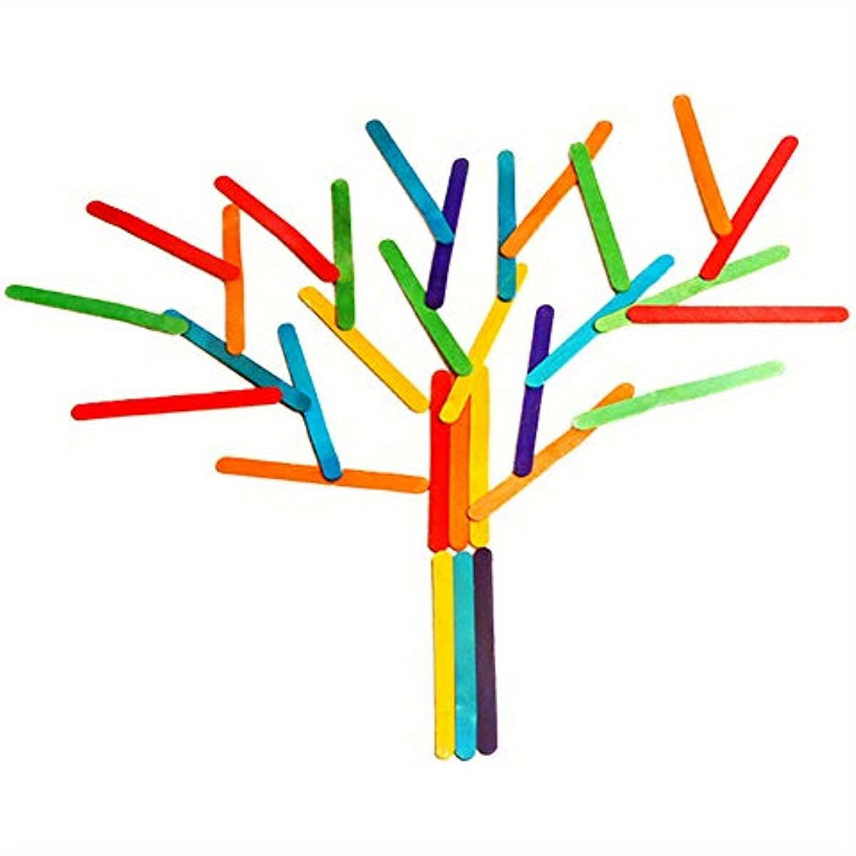 Set of 50 Colorful Wooden Craft Sticks for DIY Arts and Crafts