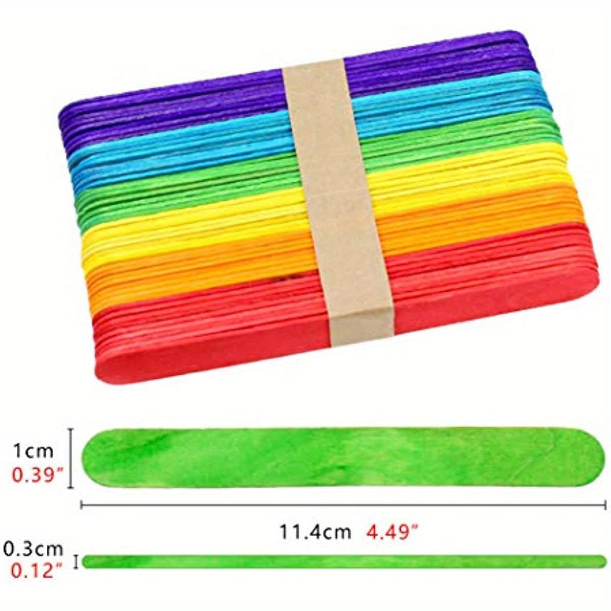Set of 50 Colorful Wooden Craft Sticks for DIY Arts and Crafts