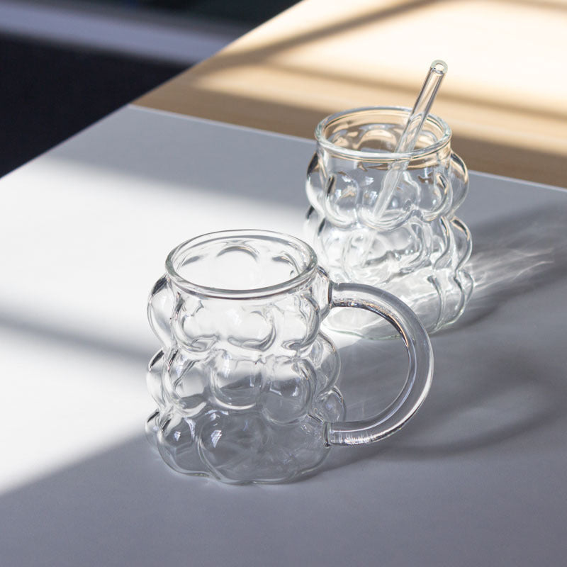 Heat-Resistant Glass Cup with Grape Design for Hot and Cold Beverages