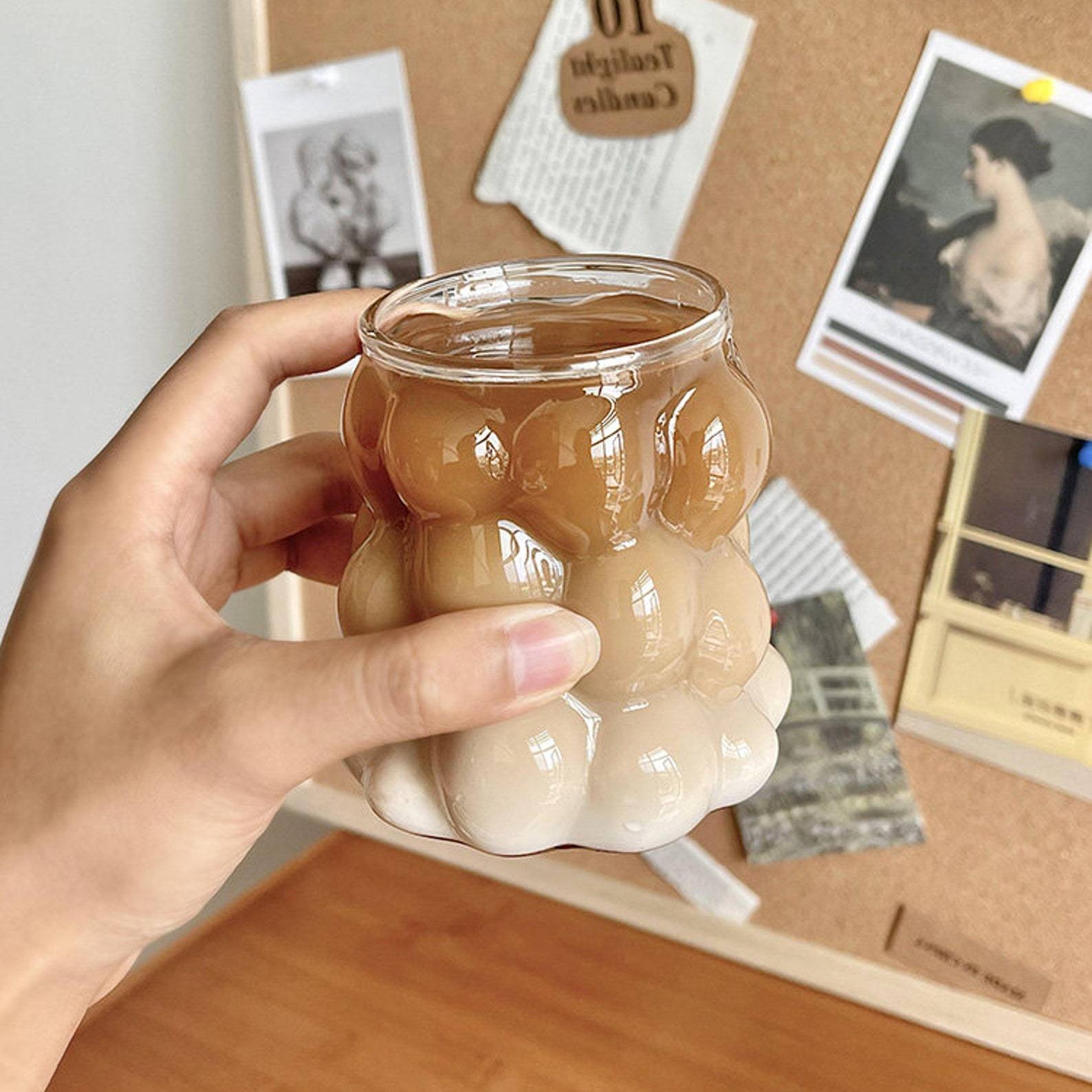 Heat-Resistant Glass Cup with Grape Design for Hot and Cold Beverages