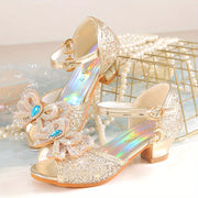 Girls Rhinestone Sandals with Crystal High Heels for Summer Princess Shoes