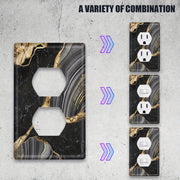 Black and Gold Marble Light Switch Cover Decorative Faceplate for Home Bathroom Dimmer Outlets