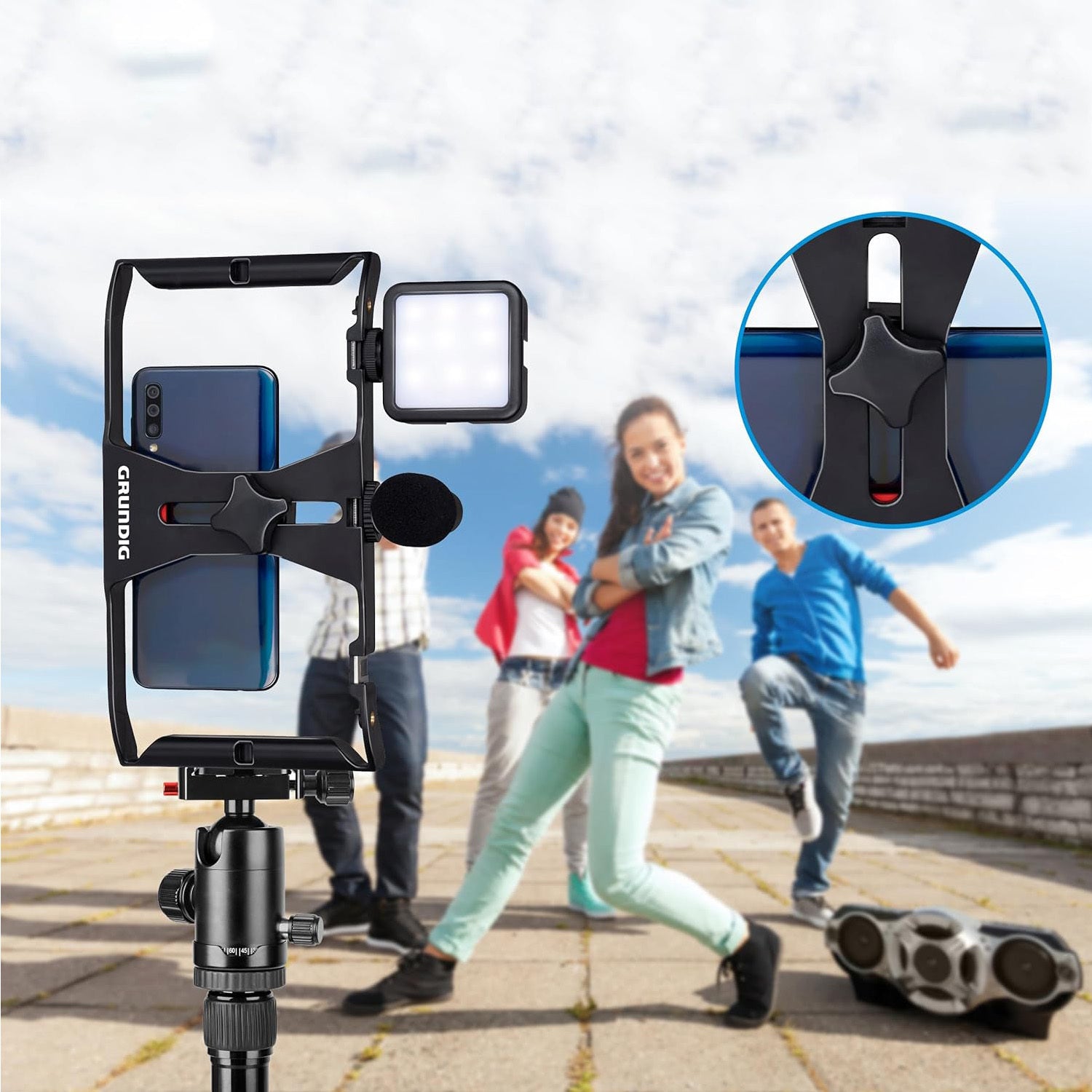 Универсальный портативный мобильный телефонный держатель для записи в прямом эфире с несколькими интерфейсами и стабильной съемкой, совместимый с большинством телефонов и имеющий горячий башмак.