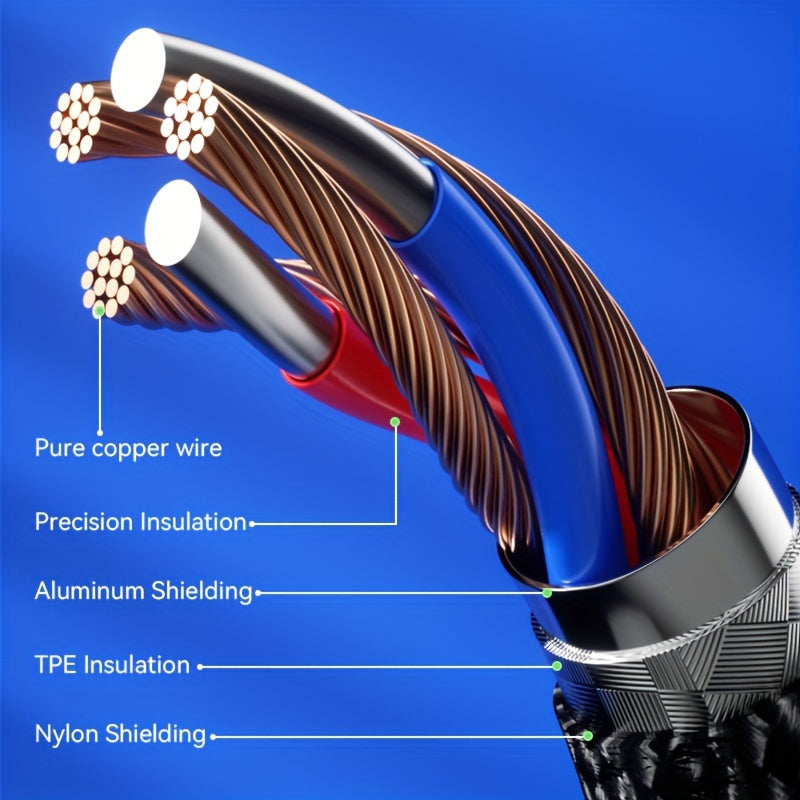 Super Fast Charging USB A to Dual Type-C Data Cable 6A Multi-Functional