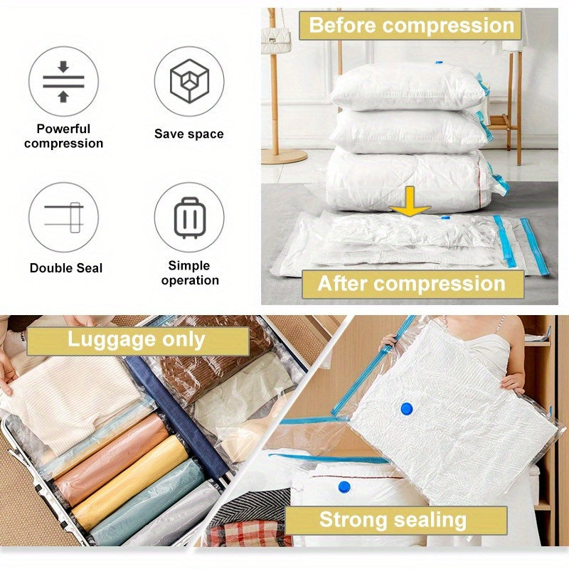 5 ta vakuum saqlash sumkasi - kiyimlar, ko'rpa, yotoq to'shagi, yorganlar va yorganlar uchun portativ plastik sayohat sumkalari. Muqaddas joyni tejaydigan uy jihozlari.