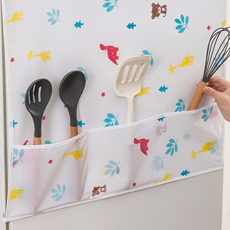 Cubierta impermeable de PEVA para nevera con estampado de animales y organizador de almacenamiento