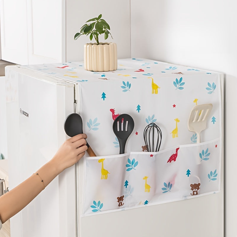 Cubierta impermeable de PEVA para nevera con estampado de animales y organizador de almacenamiento