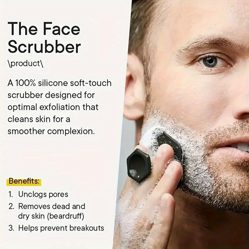 Cepillo de limpieza de barba de silicona para hombres, exfoliante y facial