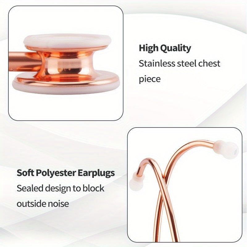Gold Plated Double Head Stethoscope for Practice Students Home Use