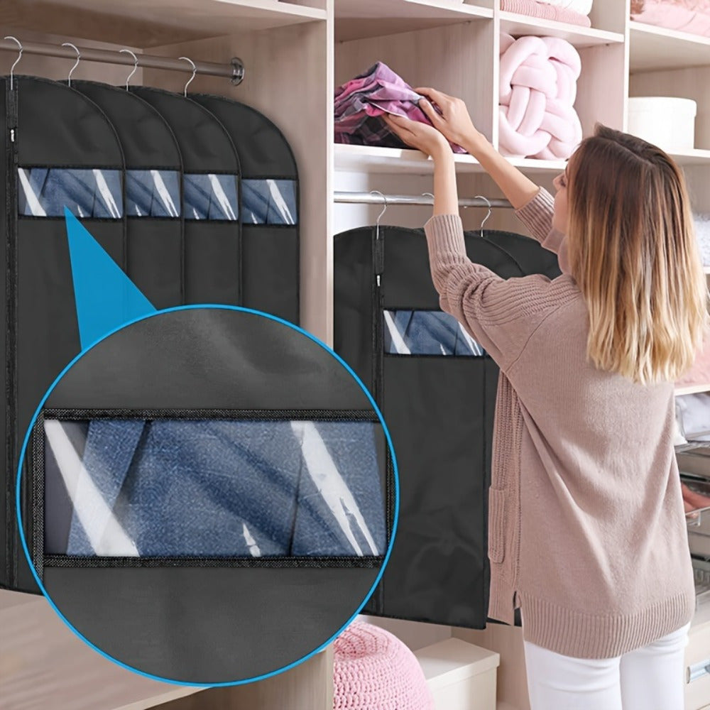 Five Clear Plastic Garment Bags for Storage and Travel, Dustproof, Washable