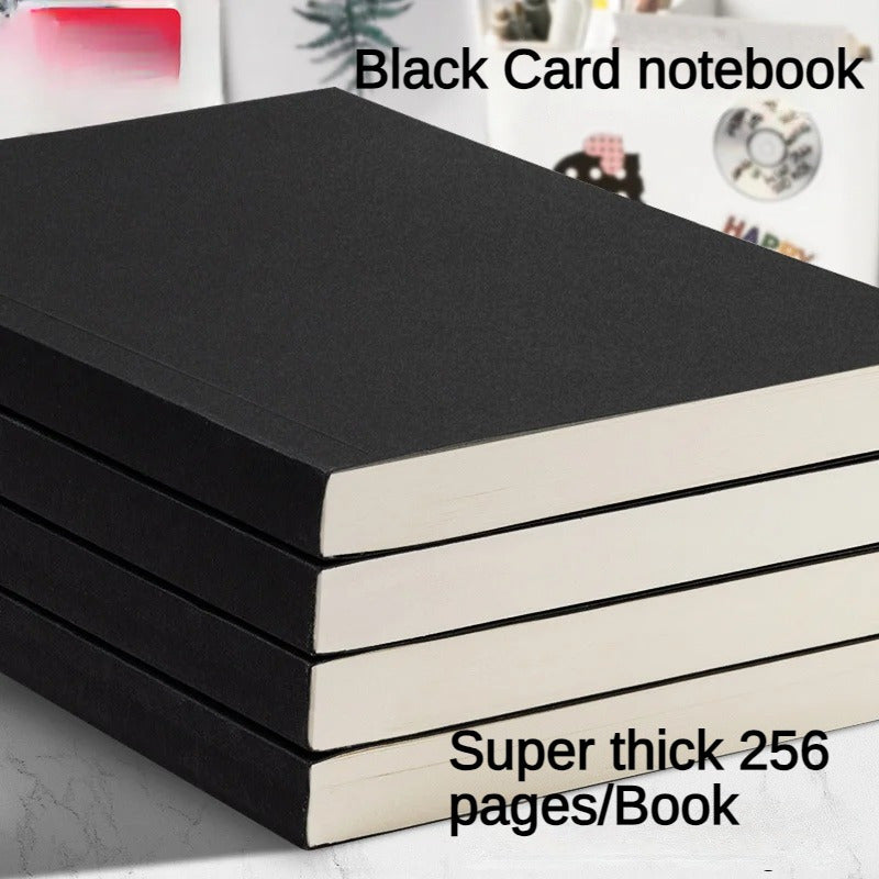 Black Cardstock Notebook with 256 Pages Square Drawing Pad for Office and Students