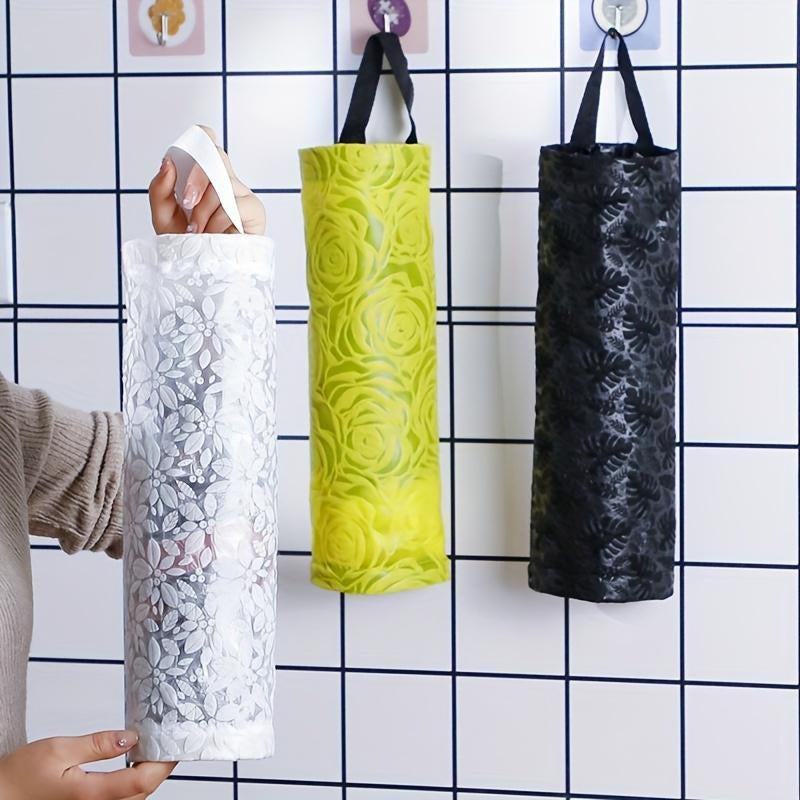 Wall-Mounted Grocery Bag Holder with Dispenser for Kitchen Organizer Nylon