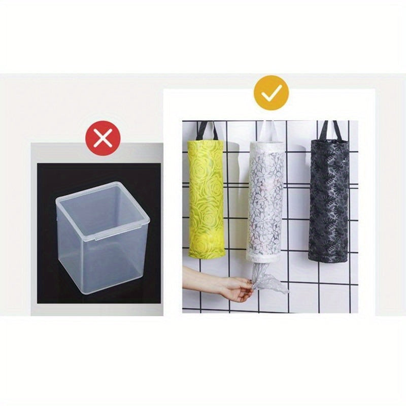 Wall-Mounted Grocery Bag Holder with Dispenser for Kitchen Organizer Nylon